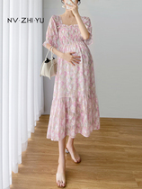 Pregnancy Woman Dress Summer Dress Dress Dress 2022 New Loose Chopped Flowers Snowspun Skirt Summer Thin fashion outwear long dress