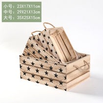 Special price vintage solid wood storage box Wooden fruit display box storage basket storage box to make old wooden box custom