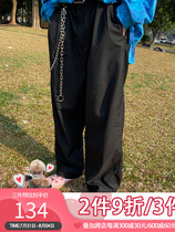 EAHOearthlinghoo texture cut design 100 hitch casual trend loose suit black long pants men and women