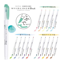 Japan ZEBRA zebra WFT8 series MILDLINER Double head fluorescent pen Brush soft head brush hand ledger pen