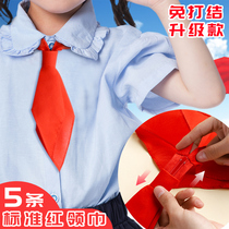 Grade 1-6 red scarf Elementary school pupils zipped with knot-free button silk satin large number standard 1 2 m red adjacent towels lengthened thickened children adult universal zipper-type pure cotton cloth not easily shrunk wholesale