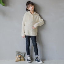  Next win girls sweater mid-length 2021 spring and autumn new Korean knitwear Western style childrens bottoming shirt trend
