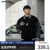 BLUESFLY Autumn Winter Fitness Baseball Suit Men Boomer American Sports Jacket High Street Pu Leather Flying Jacket Cotton Clothing