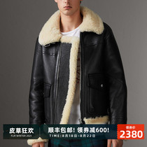  21 autumn and winter new products original ecological fur one-piece Merino sheepskin jacket Mens lapel air force flight jacket
