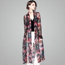 Sunscreen women Long Beach 2019 spring new chiffon cardigan Joker print shawl shirt coat 80801