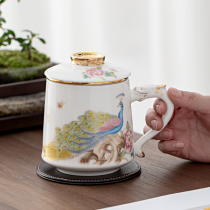 Defied goat fat jade white porcelain single master tea cup filter with cover personal special high-end office for men and women customized