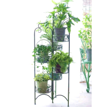 Outdoor retro wrought iron flower rack Outdoor courtyard garden rotating floor-to-ceiling corner flower rack Multi-layer balcony shelf