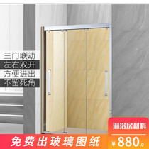 304 stainless steel three-linkage shower room material accessories three-door shower screen three-door interactive shower partition