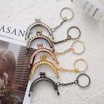 Tang Rabbit] 5cm Gline semi-circle Mini mouth gold and silver color rose gold green ancient gun ribbon key ring to send drawings