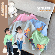 abao wardrobe childrens clothing 2021 New Spring girls long sleeve T-shirt childrens style spring and autumn cotton base shirt