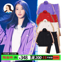  South Korea NERDY suit new mens and womens couples string label purple iu with the same idol sports top pants