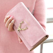 Where the Element New Long wallet women ins simple cute girl heart cartoon deer retro Mori bag