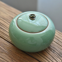 Dragon Springs Green China Porcelain Large Number Tea Leaves Jar Loose Tea Jar Chinese Ceramic Woke Tea Jar Round Tea Leaf Jars Sealed Small Jar