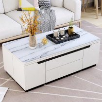 Multifunctional coffee table table table dual-purpose folding lift simple living room small apartment tempered glass creative deformation tea table