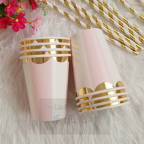 Christmas red and Green theme paper cup Disposable Birthday party party bronzing monochrome cup Wedding color thickening