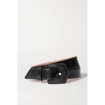 Classic paragraph] Alaia woman black snake leather buckle belt NAP quite special