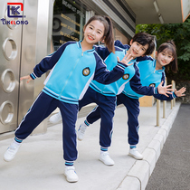 Kindergarten garden clothes spring and autumn blue sports suits primary school uniforms autumn class uniforms three sets of customization unified