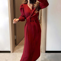 Miss Dong high-end custom 2020 new womens base long dress socialite wind rabbit velvet knitted dress women autumn and winter