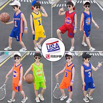 Childrens basketball suit Middle and large childrens sports suit Boy and girl summer clothes Baby summer quick-drying vest shorts jersey