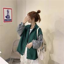 2019 Fall Korean version of the new student retro BF loose original Cebu Wind splicing dummy Two fixture jacket jacket woman