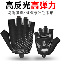 Bicycle gloves Summer mens mountain bike riding gloves half-finger female shock absorption short finger silicone thin bicycle equipment