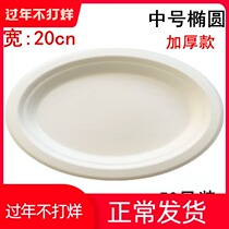 Disposable paper tray Paper Tray Outdoor Barbecue Cutlery Dinner Plate Oval drawing Artisanal Painting Degradable Pulp Tray