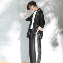 Hemp Colorless Original Design Black Double Layer of Hemp Wool Edge Deconstruction Sprinkle With Sex 90% Pants Pendant Crotch Pants Child Spring