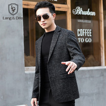 Autumn and winter wool youth casual suit mens British slim-fit thickened small suit jacket trend casual western top