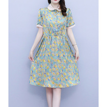 Large code Summer dress elegant temperament Reduced Belly Dress Dress Woman Fat MM Pear-shaped Stature Slim Fit Slim and Fancy Dress Damp