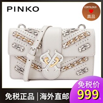PINKO 2020 autumn AND winter womens creative double P buckle inlaid one shoulder oblique cross bag 1P21XVY6N3 I21