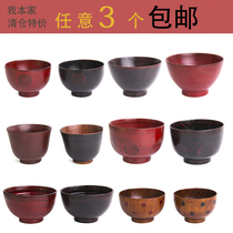 Year-end clearance activities Japanese wooden bowls household wood bowls large wooden bowls adult solid wood children wooden rice bowls