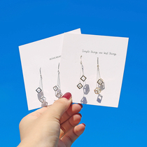 Cold wind Sterling Silver Water Cube Earrings female day Korean temperament long tassel earrings anti-allergic earrings