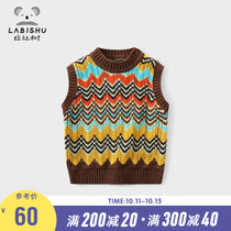 Rabbi Tree Childrens vest cotton 2021 autumn and winter new boys knitted vest baby waistcoat