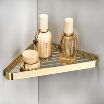 Bathroom Corner Racks Brass Bathroom Shelve Shower Room Shower Room Wall-mounted Net Basket Golden Triangle Basket Full Copper Punch