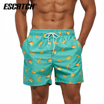 Quick-drying beach pants mens five-point swimming trunks anti-embarrassment can go into the water seaside water park shorts hot spring swimming trunks