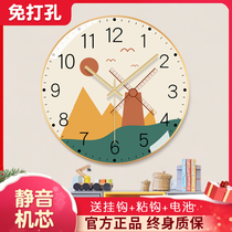 Creative wall clock Cartoon clock hanging watch Cute simple household living room childrens room bedroom ultra-quiet wall clock