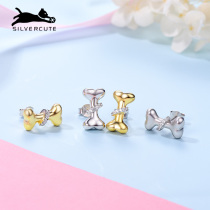 Cute silver bone ear nail female summer 925 pure silver minimalist sweet and beautiful earrings with small and delicate temperament earrings