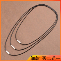 Slim Black Leather Rope Necklace Rope Turtleneck Emerald Gold Jade Pendant Crystal Jade Buddha Pendant Lanyard Unisex Pendant Rope