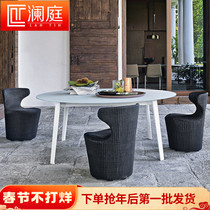 Nordic balcony rattan chair sofa pedal three-piece combination outdoor lazy small sofa living room rattan garden furniture
