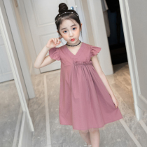 Trend Barra 2021 summer new little girl dress Girls foreign style childrens clothing Medium and large childrens fashion wild skirt