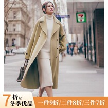 Woolen coat new autumn Hepburn wind long woolen coat double-sided woolen wool long popular coat