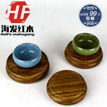 Mahogany crafts round solid wood base wenplay walnut strange stone jade seal base purple sand pot teapot base