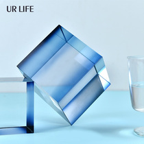 urlife blue gradient crystal block cube book close to pendulum decent board room modern minimalist living-room ornaments ins