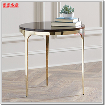 Sophisticated Sofa Rounded Corner Table Stainless Steel Mirror Champagne Gold Contemporary Simple Metal Rounded Table