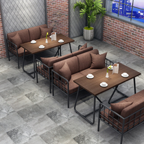 Industrial wind sales office coffee restaurant bar table and chair leisure negotiation rest area iron double sofa deck