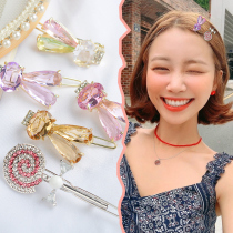 Korean temperament hairclip lollipop rhinestone Bangar clip girl edge clip tiara cute princess hairpin top clip