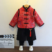 Hanfu boys winter clothes thickened Chinese style New Year festive suits childrens baby year dress