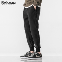 Autumn season new mens black pants loose leg pants Korean trend sports pants thick Joker casual pants