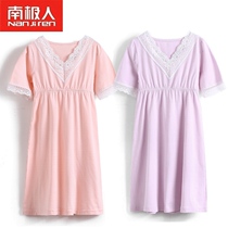 South Pole Childrens children Dress Girl Lace Sleeping Skirt Short Sleeves Pure Cotton Pyjamas CUHK Dresses Dress Home Dresses Summer Dress
