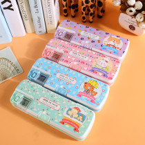 Multifunctional stationery box Womens large capacity double-layer pencil box for men and children cartoon plastic storage box learning supplies